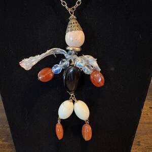 Lenora Dame Vintage Inspired Articulated Assemblage Doll Necklace with Mixed Gem